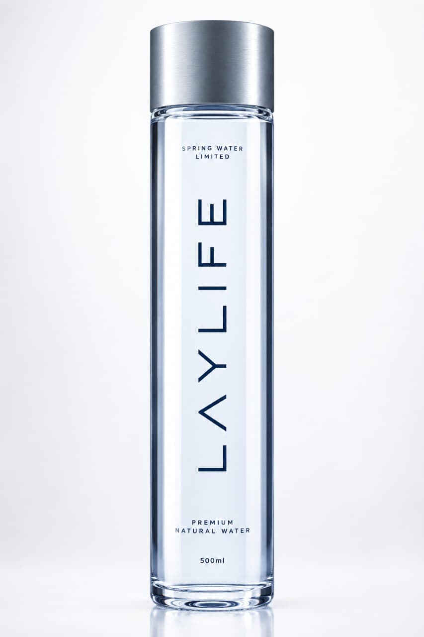 LAYLIFE bottled water against a white background